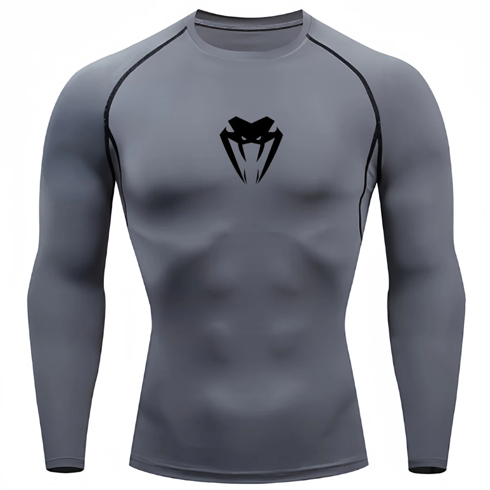 MMA Compression T Shirt Men Training Sportswear Running T-shirt Elastic Quick Dry Sport Tops Tee Athletic Gym Workout Shirts Men