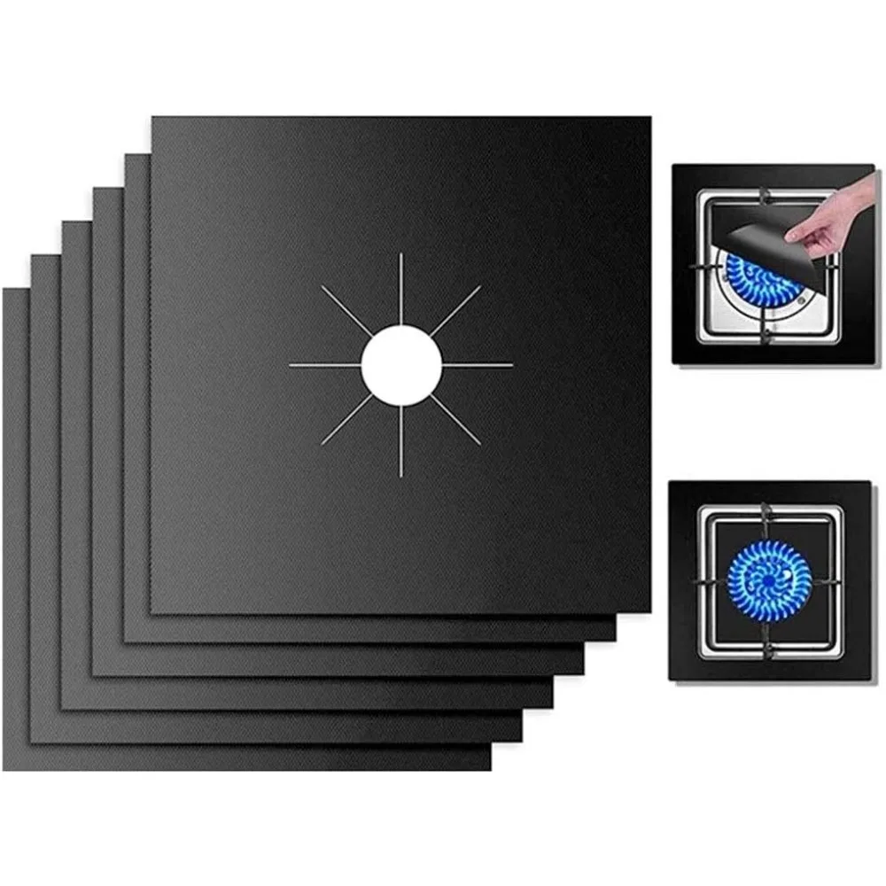 4/6PiecesKitchen Non stickReusable Gas Stove Top Cover Heat Resistant Cuttable Easy To Clean Oven Cover Protector 10.6''X10.6''