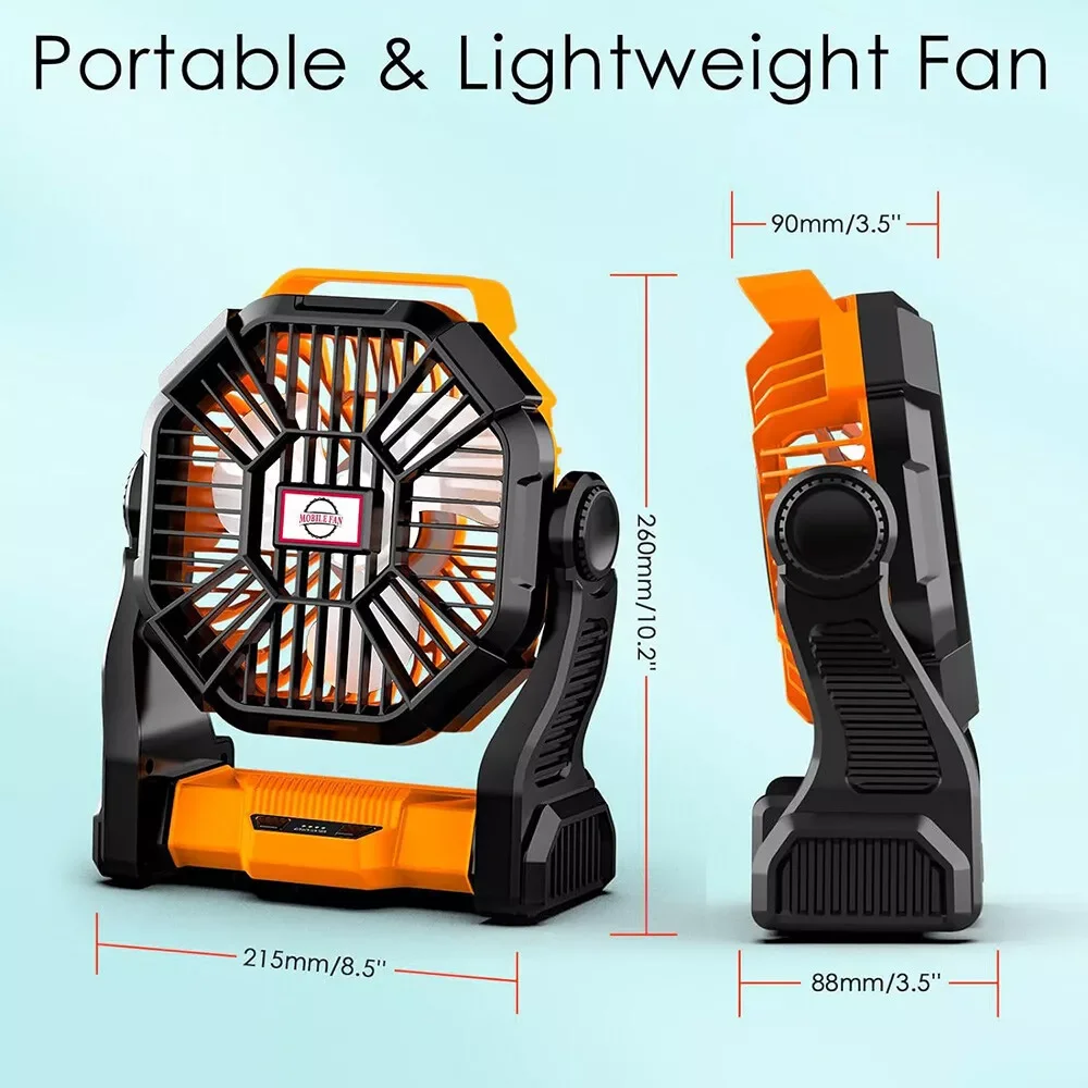 Portable Outdoor Camping Fan With LED Lantern USB Rechargeable Battery Powered Tent Fan Long-lasting Power Summer Cooling Tools
