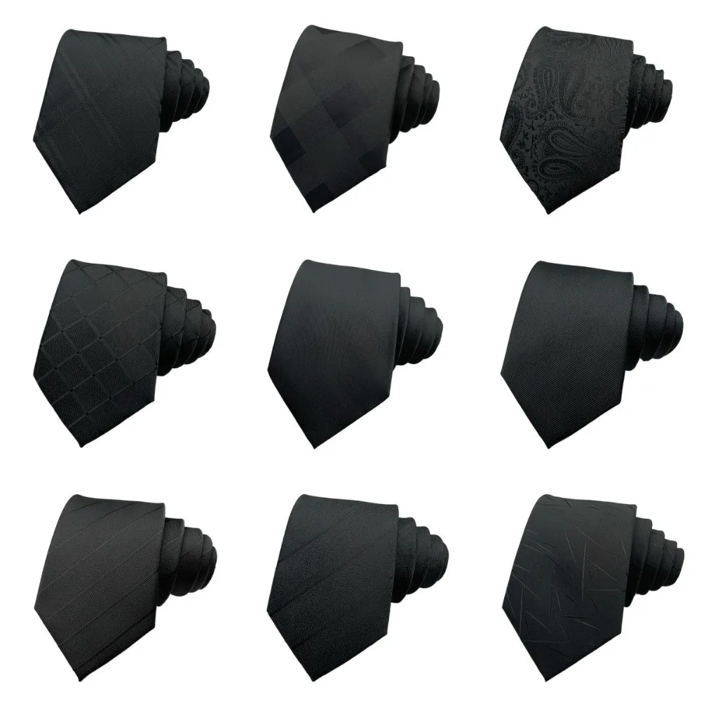 أزياء الصلبة اللون الأسود ربطة العنق الأزهار المشارب الرجال ربطة العنق الجاكار لينة الرجعية Cravat الأولاد