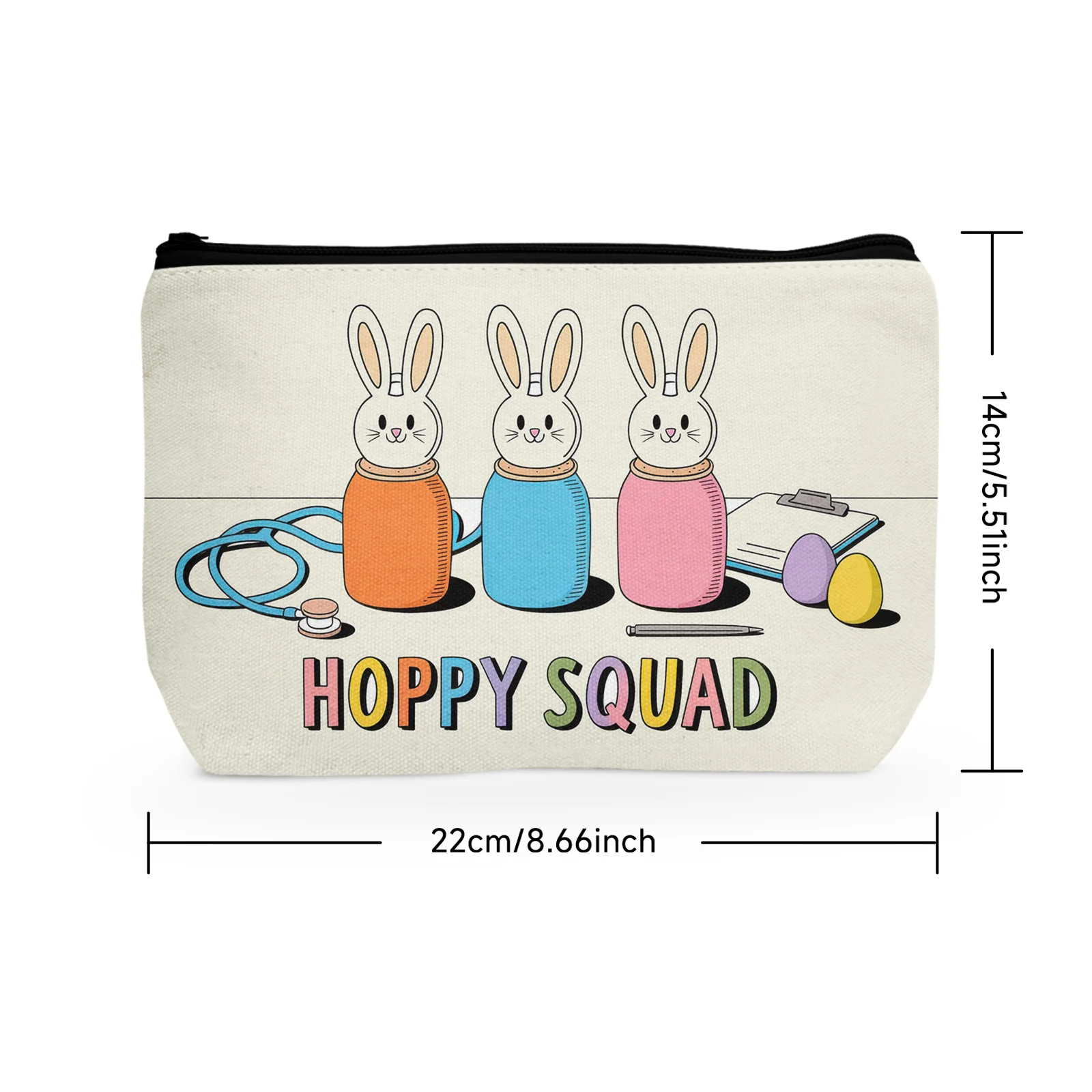 1Pc Easter Eggs Cartoon Cosmetic Bag Colorful Multi-Purpose Zippered Makeup Pouch With Coin Purse Birthday Present