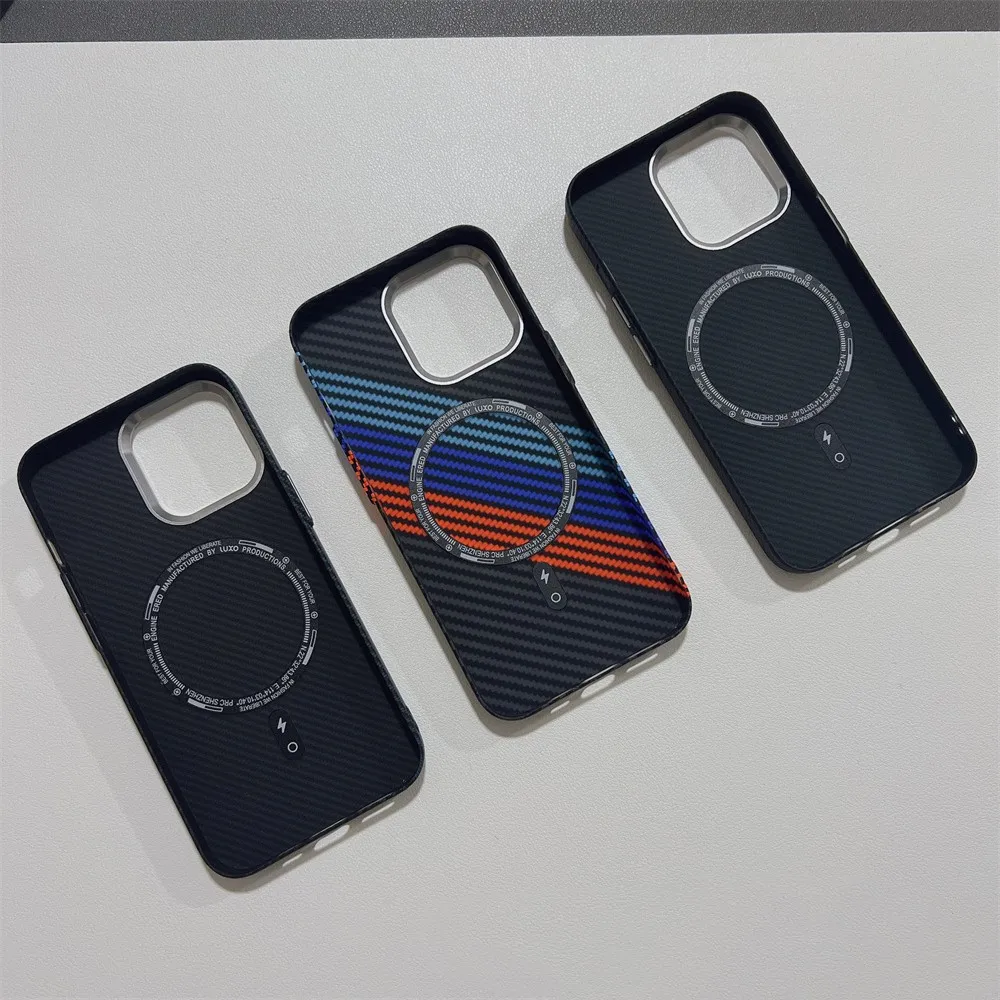هندسية ألياف الكربون الملمس ثلاثية الأبعاد الإغاثة Magsafe آيفون 16 15 14 برو 13 12 15Pro ماكس شحن لاسلكي غطاء واقٍ مزخرف لهاتف آيفون #5