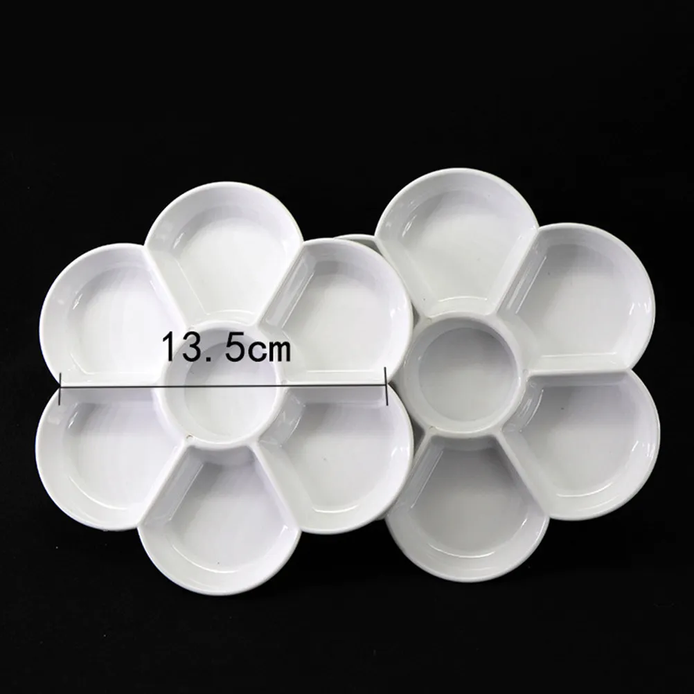 2Pcs Painting Palette Trays Plastic Imitation Ceramic Plum Blossom Easy Color Mixing for Watercolor Oil Pigment Portable Art