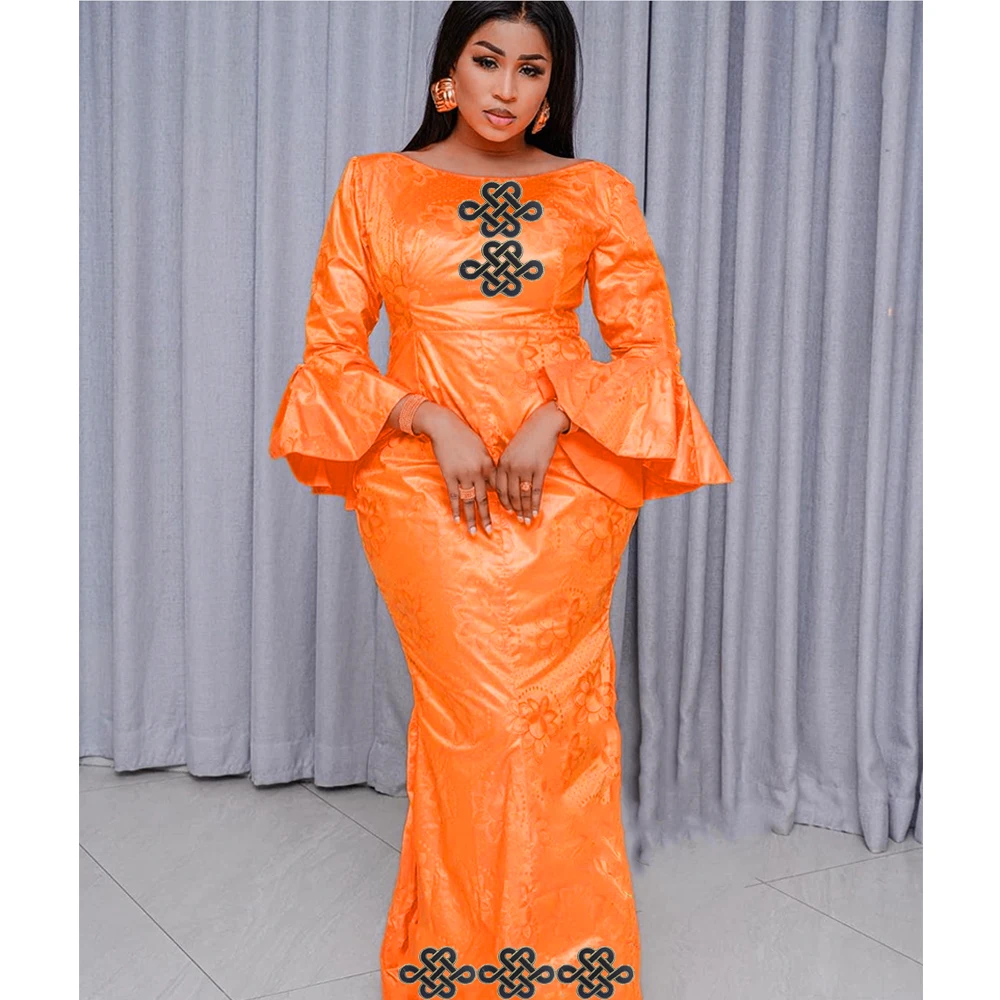 Original Bazin Riche Long Dresses Sexy Women Traditional Wedding Party Clothing Bazin Riche Original Bride Bsin Boubou Clothing