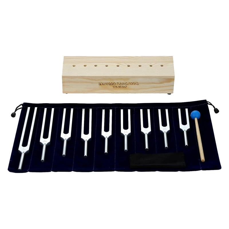 

9PCS Tuning Fork Set,Tuning Forks Chakra For Healing Meditation Yoga Relaxation Instrument With Wooden Stand Durable