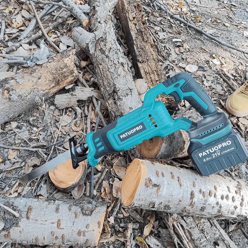 PATUOPRO Brushless Reciprocating Saw Rechargeable Cordless Electric Saw Woodworking Handheld Cutting Tool For Makita 18V Battery