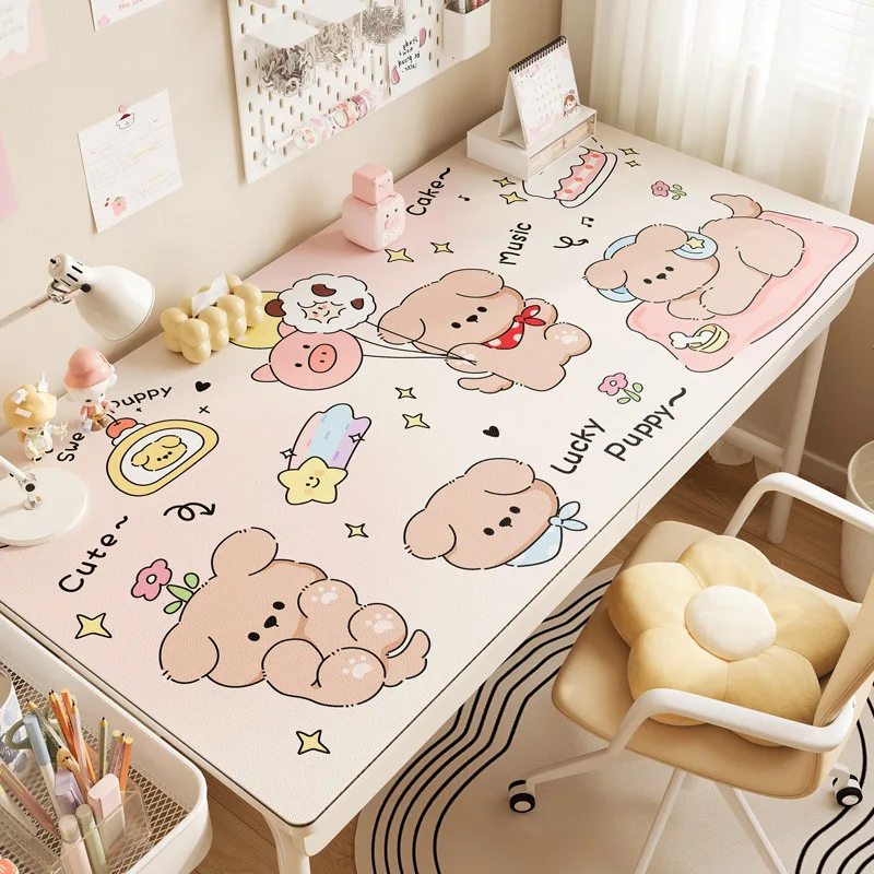Waterproof Oil-Proof Leather Student Table Mat, Heat Resistant Placemat, Anti-Slip Easy Clean Cuttable Dining Table Cloth 4