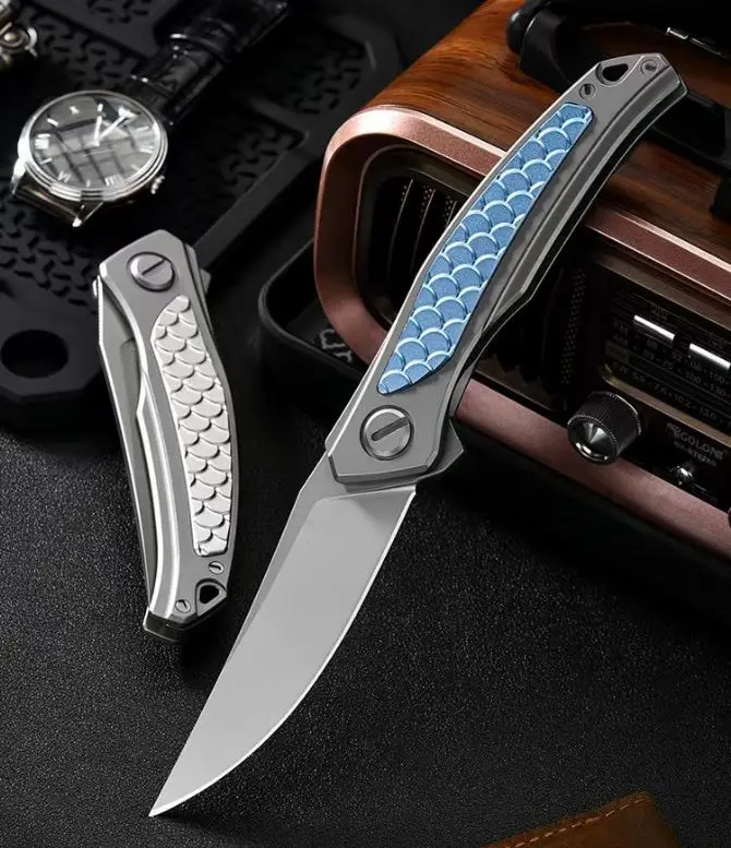 Shigov Dragon Scale Taschen-faltendes Messer, CPM-Pulverstahlklinge, legierter Stahl, Aluminiumgriff, taktisches Jagd-EDC-Überlebenswerkzeug