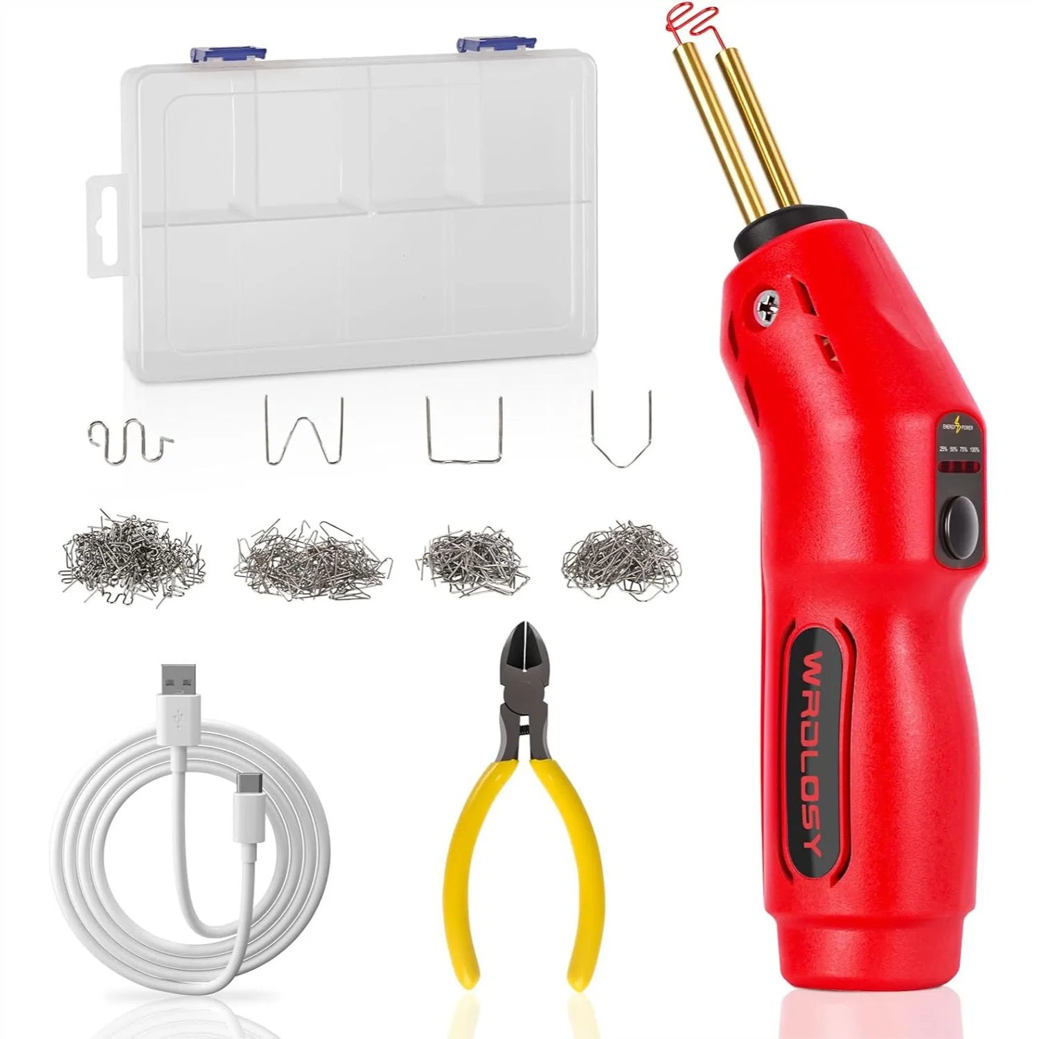 

Cordless Plastic Welder, 2600mAh Battery, 3S Rapid Heat 1380°F, USB-C Rechargeable Hot Stapler Kit with 400 Staples & LED Light