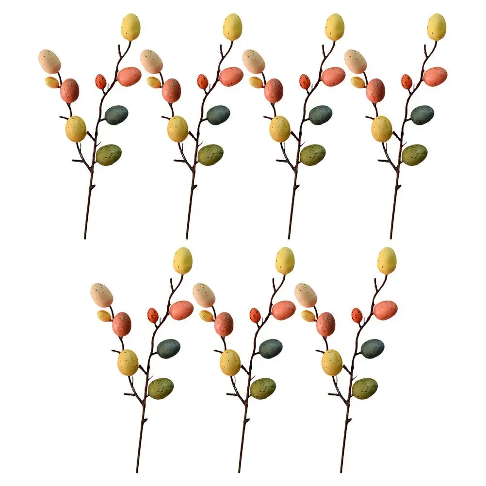 

7 Pcs Easter Egg Decoration Artificial Foam Eggs Branches DIY Spring Home Vase Ornament Picks Stem Vine Festival