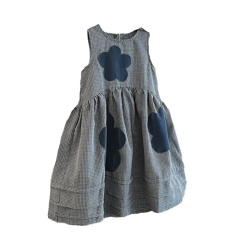 New Arrival Toddler Girl Velvet Patch Sleeveless Gown, Lattice Kid Party Skirt  for 90-140cm