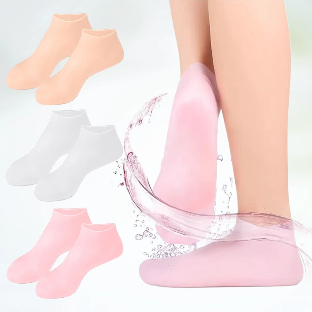 1Pair Silicone Moisturizing Socks Anti Cracking Preventing Dryness Protector Pain Relief Anti-Slip Foot Care Tools