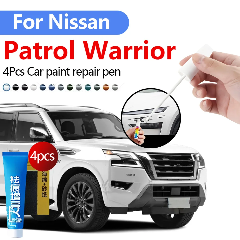 قلم إصلاح طلاء السيارات لـ 2021-2025 نيسان باترول المحارب الطلاء خدش إصلاح الملحقات 4 قطعة أبيض QAC أسود KH3 فضي K23