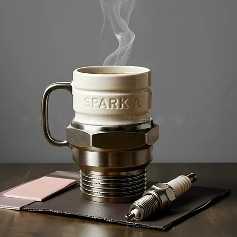 Spark Plug Mug Industrial Coffee Cup Unique Auto Gift Automotive Themed Personalized Coffee Mug for Man Birthday Gift