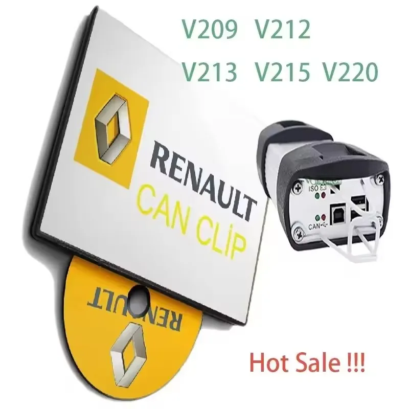 

LATEST SW V215 V220 V213 V212 V209 For Renault Can Clip Diagnostic Tool Free Gifts +Reprog V191 +Pin Extractor+Dialogys V4.72