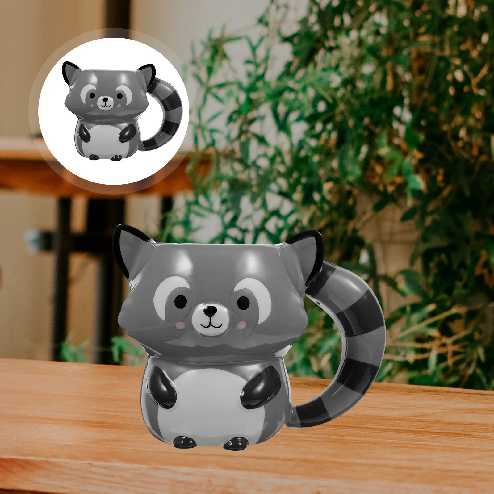 Ceramic Coffee Mug Animal Shaped Raccoon 3D Painted Cute Drinking Cup for Home Office Café Gift Idea Simple Design