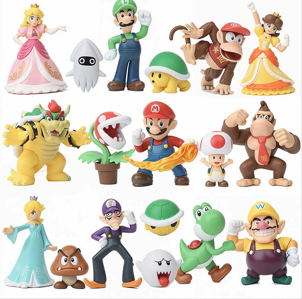 Figurki akcji z anime Super Mario Bros, kolekcja modeli lalek, zabawki dla dzieci