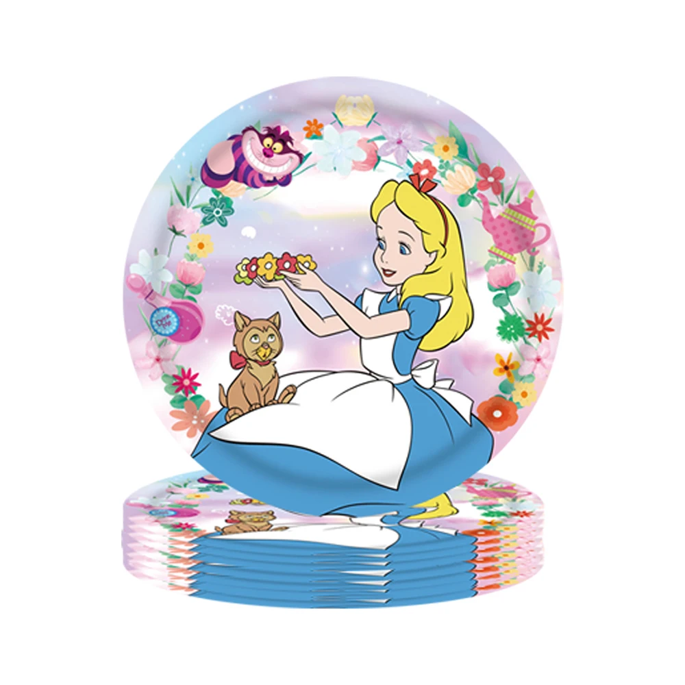 Alice in Wonderland Disney Party Supplies Balloons Cup Plates Napkins Tableware Set For Kids Baby Shower Birthday Party Decorati