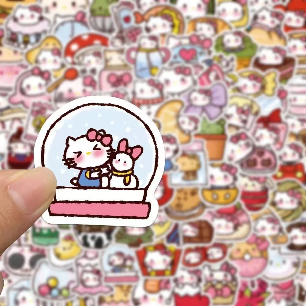 180 Food Hello Kitty Stickers, Cartoon Cute Hello Kitty, Creative DIY Decoration, Hand Account, Water Cup Stickers