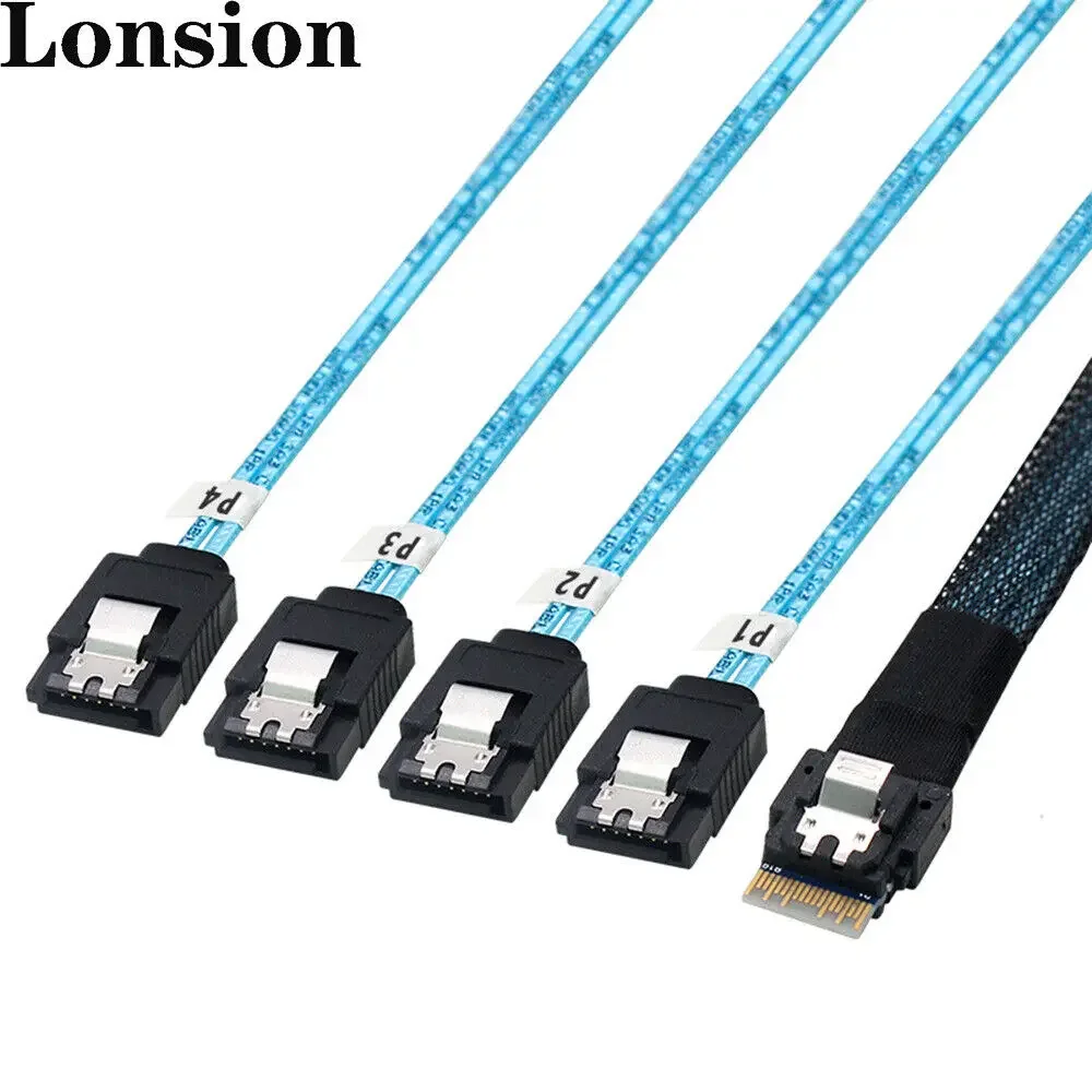 

Slimline SAS SFF-8654 4i 38P to 4 Ports SATA server high-speed connection cable