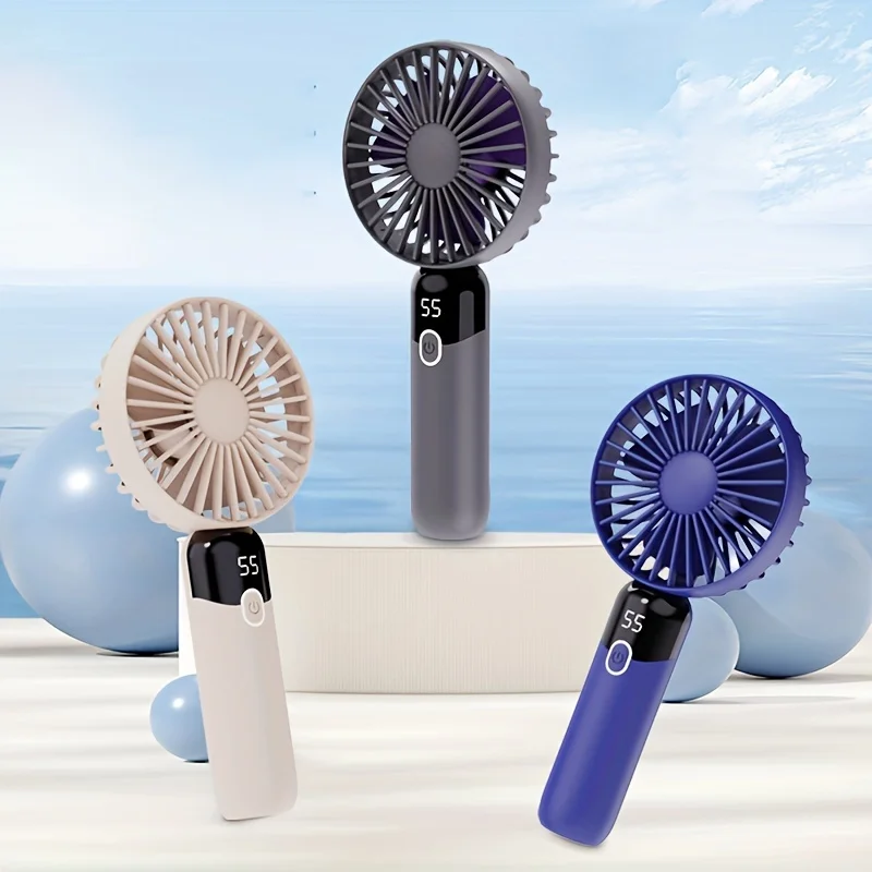 Portable Fan, 6 Speeds Personal Fan with Base, Digital Display, Lash Fan Makeup Fan Handheld/Neck/Desk Fan for Outdoor Indoor