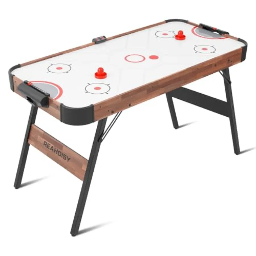

56 Foldable Air Hockey Table with Electronic Scoring Powerful Motor 2 Pucks and 2 Pushers in Black for Indoor Home Game Room Us