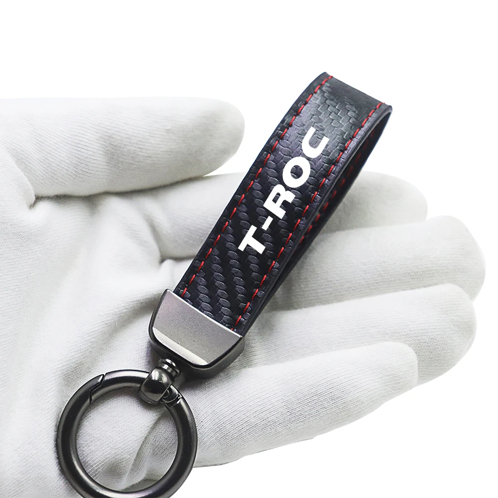 ل تيجوان t-الصليب t-roc سيارة مفتاح سلسلة حلقية ألياف الكربون المفاتيح اكسسوارات السيارات
