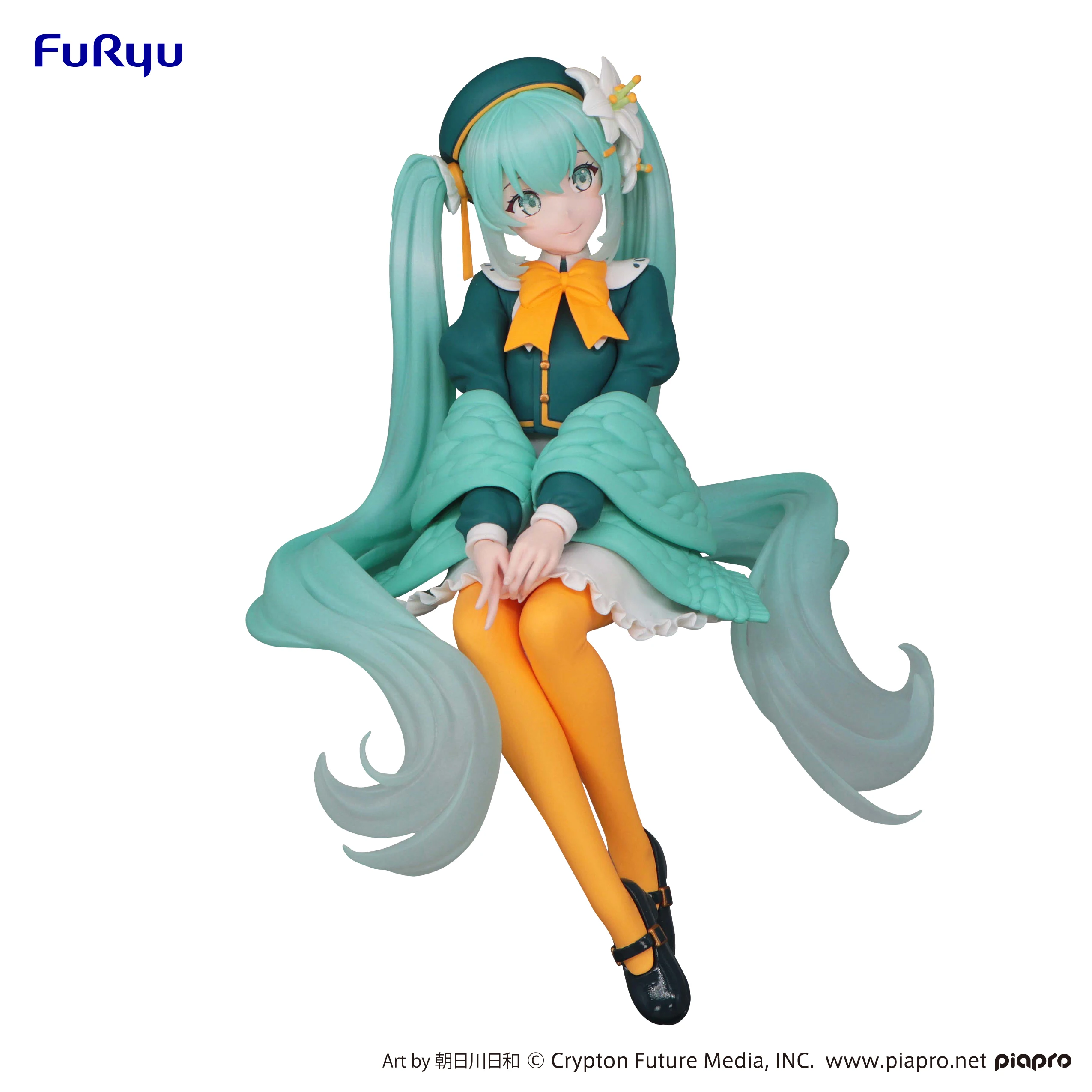 

Genuine Furyu Hatsune Miku Lily Fairy Sitting Posture Instant Noodle Press Anime Figure Miku Kids Collectable Model Toy 140mm