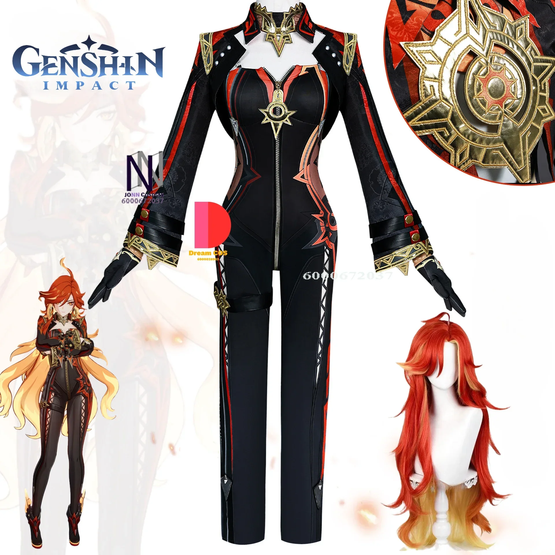 

Genshin Impact Game Mavuika Cosplay Costume Wig Uniform Rings Sunglasses Pyro Archon Natlan God of War Halloween Party Women