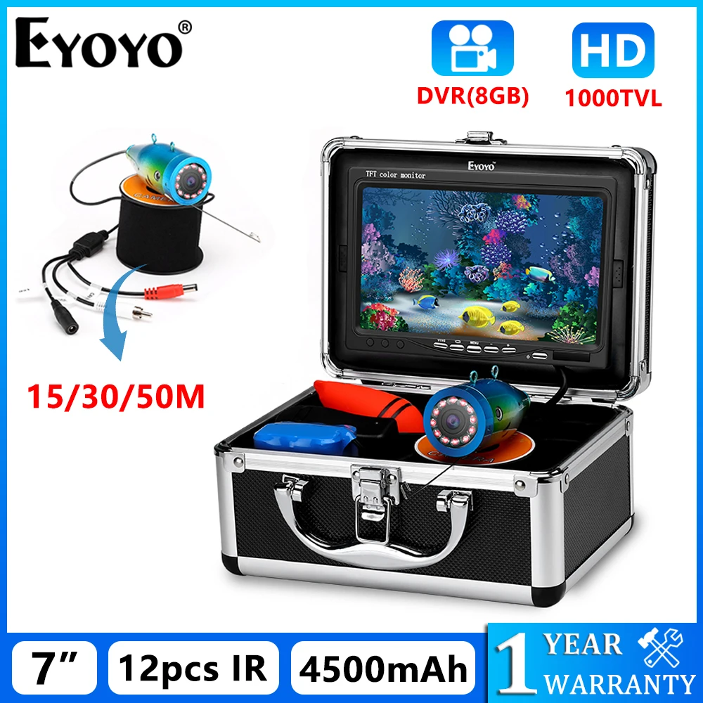 Eyoyo EF07G 15/30/50M Infrared Ice Fishing Camera Support 8GB Video Recording Fish Finder For Aquaculture Underwater Exploration