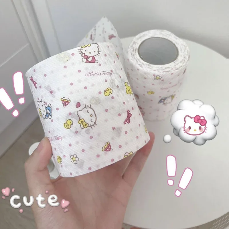 Kawaii Sanrio Roll of Paper Hello Kitty Cute Car Accessories Anime Cartoon Student Dormitory Restaurant Napkin Girl Gift Toys