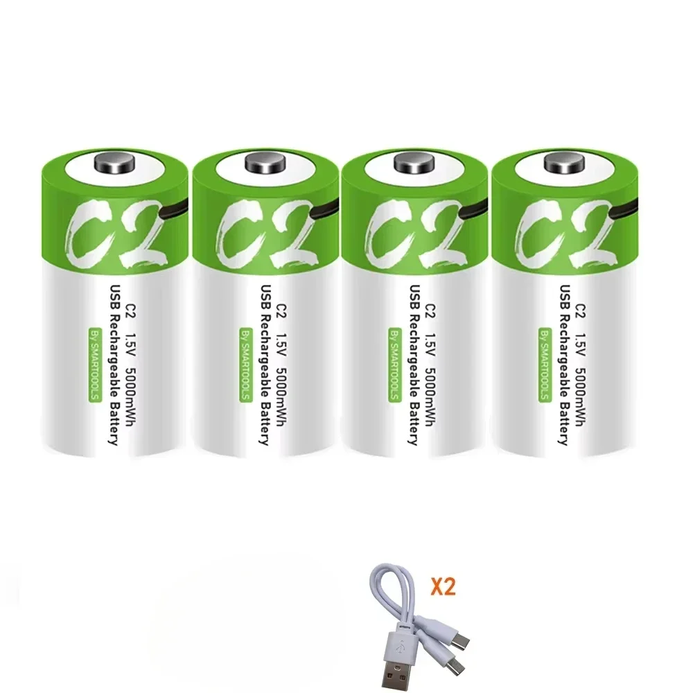 1.5V 5000mWh Li-po Oplaadbare Batterij C Maat LR14 Type-C Ultrasnel Opladen Batteria voor Zaklamp Gasfornuis Radio's