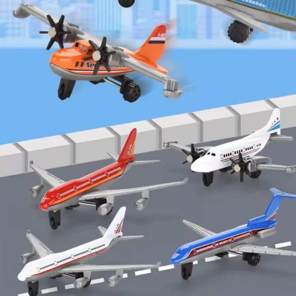 

1/6pcs 1:64 Alloy Diecast Fighter Metal Plastic Multicolors Passenger Airplane Model Set Taxiing Small Airplane Toys Home Decor