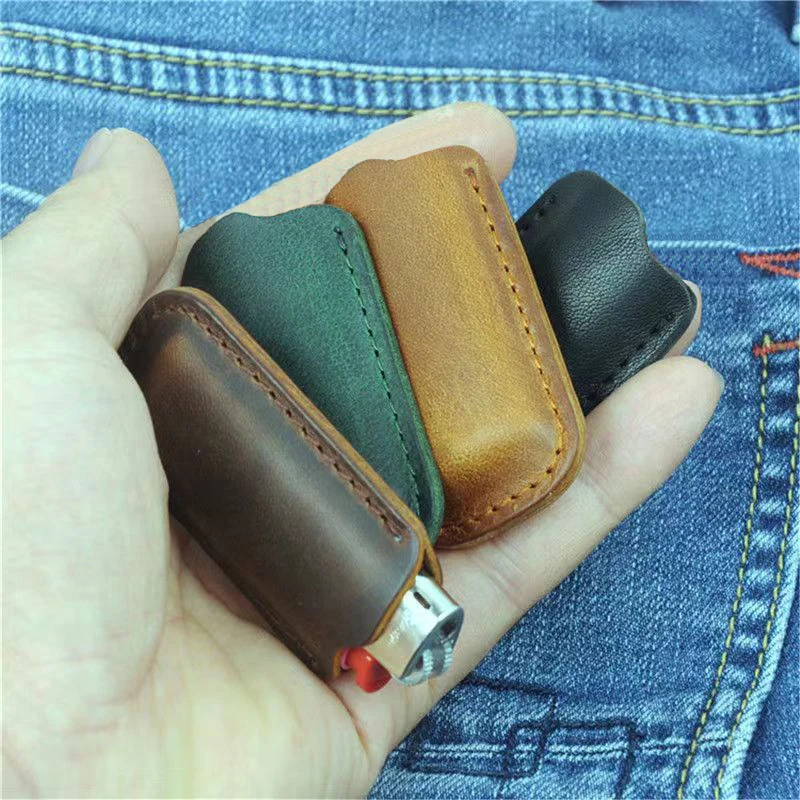 Classic Durable Leather Reusable Portable Case Outside Armor Cover For Bic J5 Explosion-Proof Gas Lighter Protect Box Man Gift