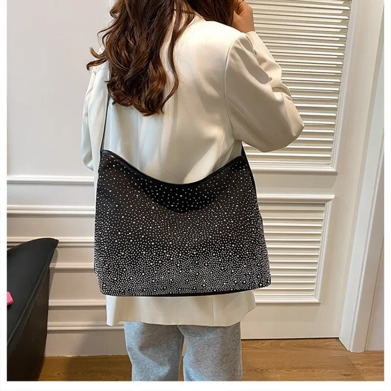 2024 Summer New Urban Simple Women's Shoulder Bag Gypsy Star Diamond-encrusted Women's Messenger Bag Canvas Women's Bag