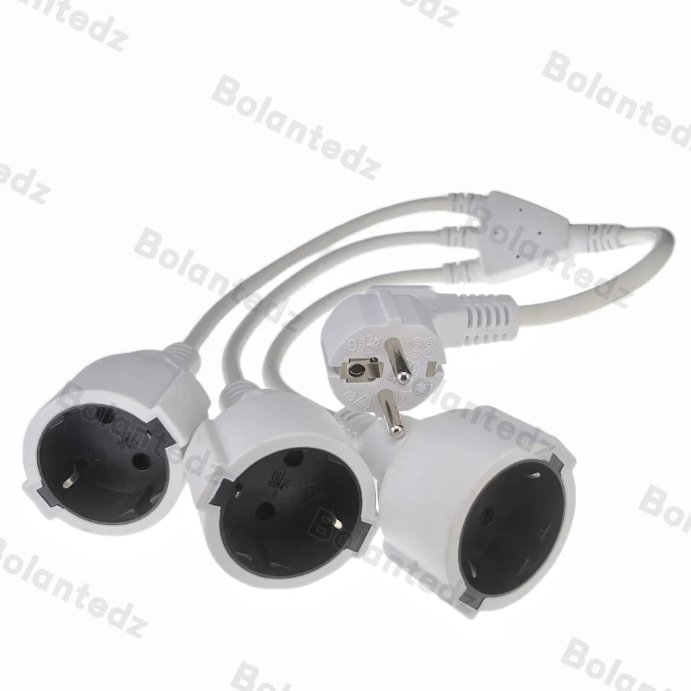 EU 유럽 전원 연장 코드 2 3 AC Schuko 소켓 250 V/16A 공급 전기 케이블 컴퓨터 홈용 트리플 플러그 어댑터