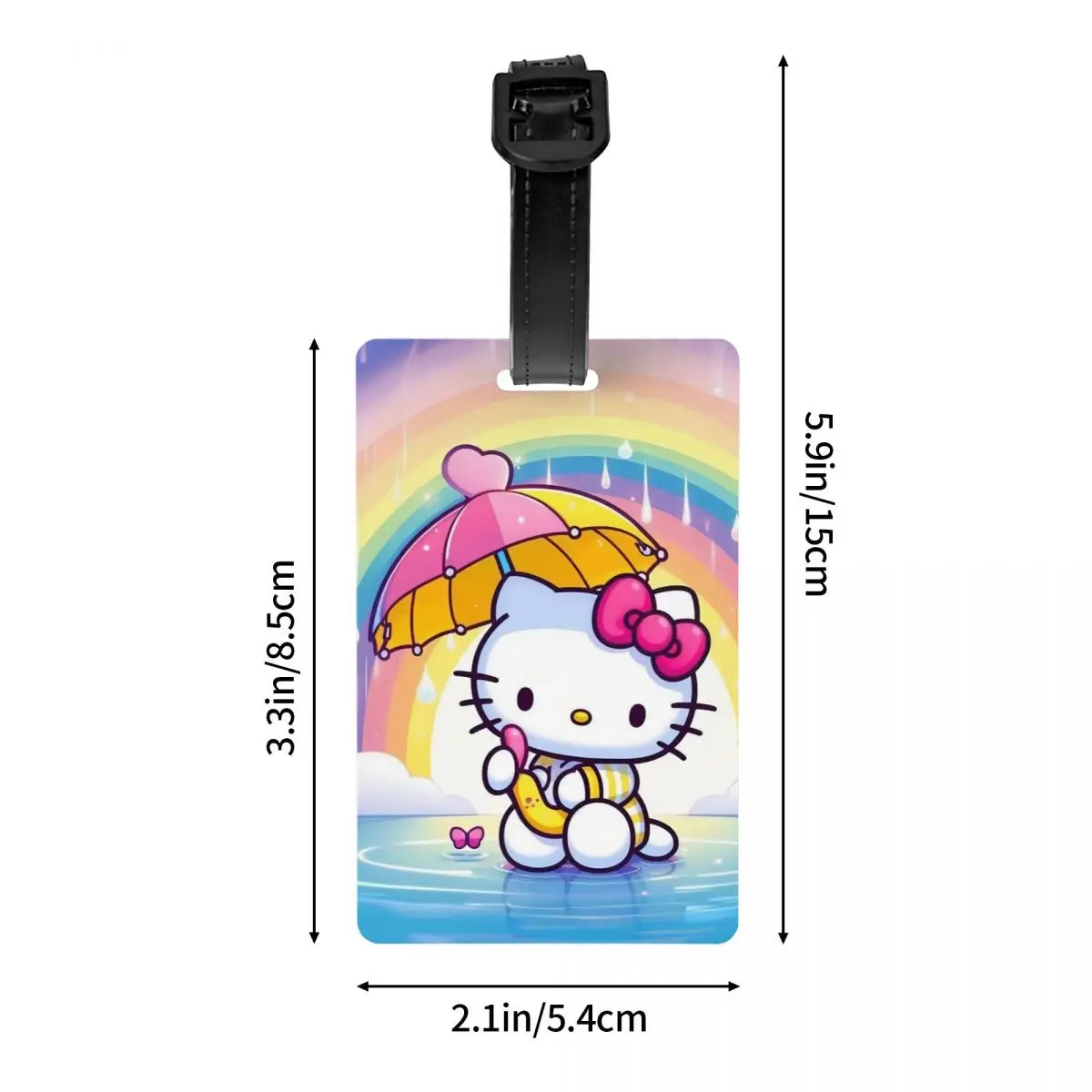Custom Cute Cartoon Cat Hello Kitty Luggage Tag Privacy Protection Baggage Tags Travel Bag Labels Suitcase