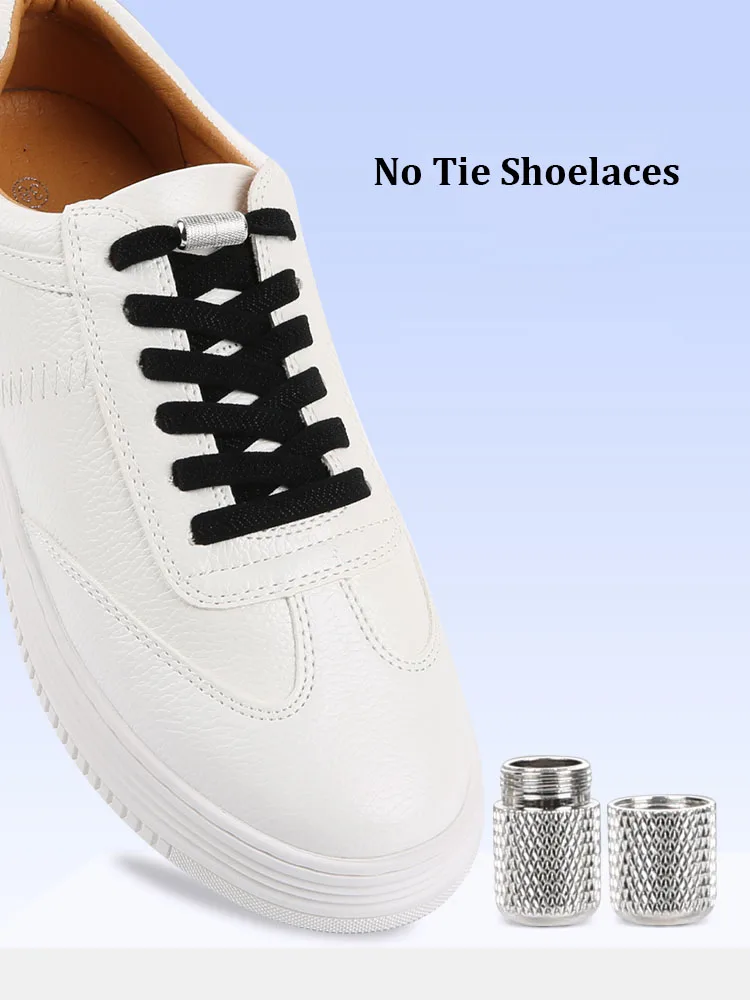 Elastic Flat Shoelaces for Sneakers No Tie Shoe Laces Metal 