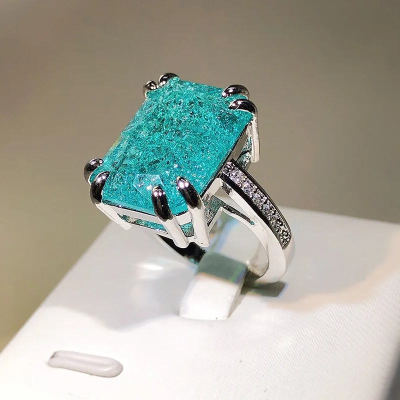Women's 925 Silver Paraiba Tourmaline Gemstone Ring