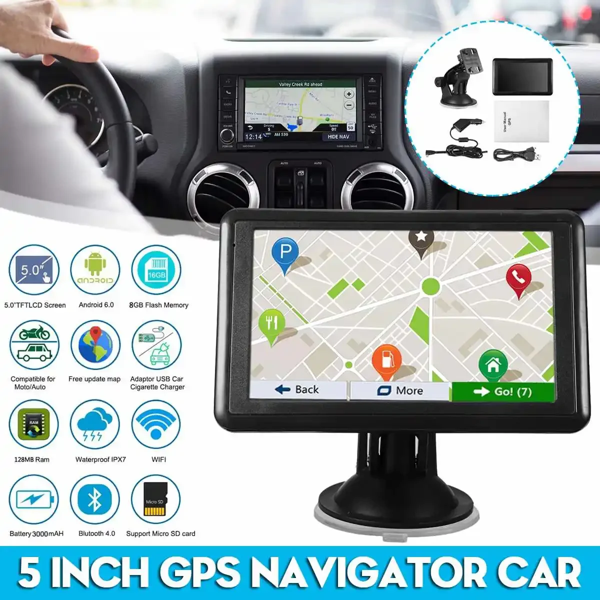 

Car GPS Navigation 7 Inch Touch Screen GPS Navigator Sunshade Sat Nav 8GB-128MB 2020 America Europe Map GPS Navigators Body Kit