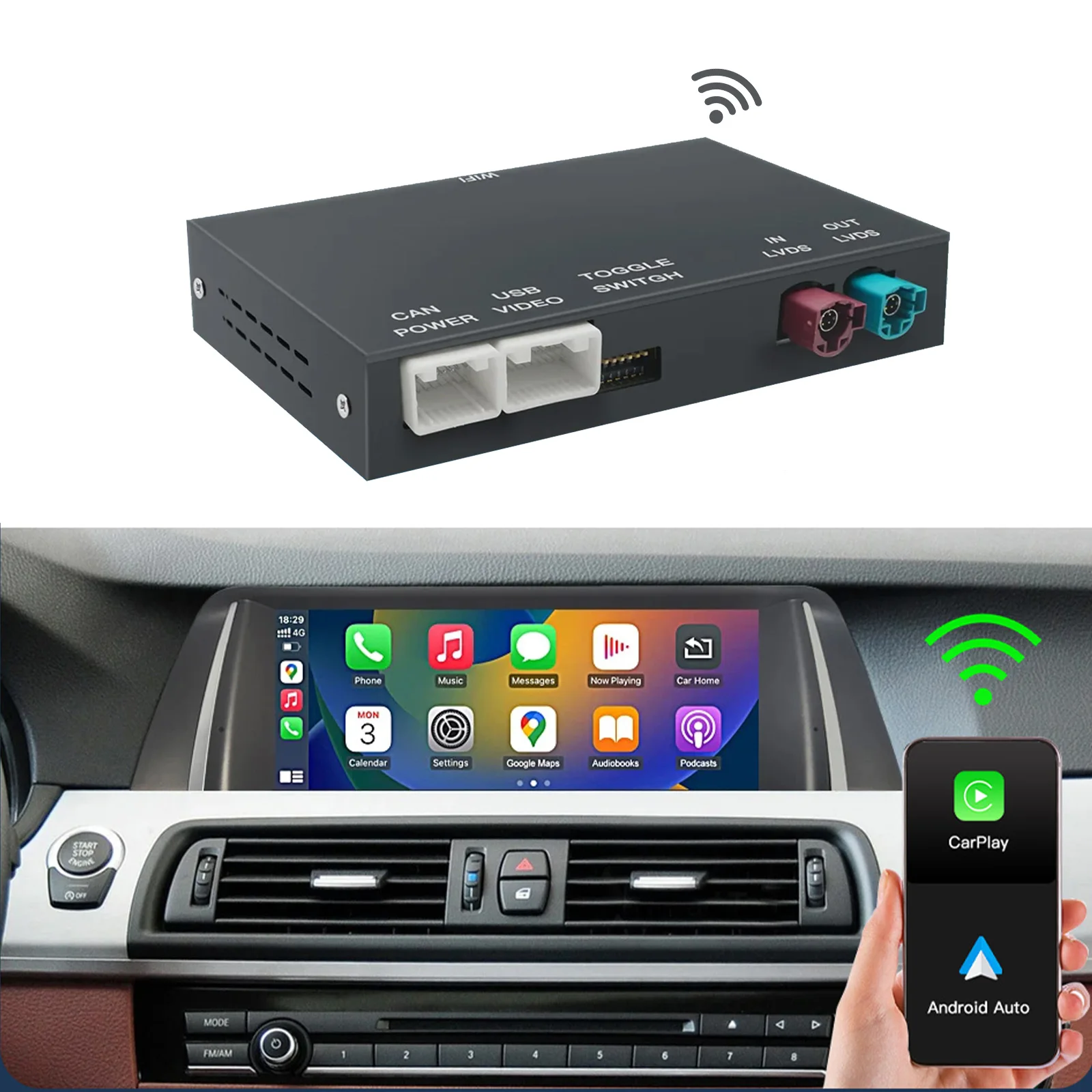 Wireless CarPlay android auto box for B M W NBT CIC CCC System F10 F20 F30 F15 F25 E60 E90 1 3 4 5 6 7 Series X1 X3 X4 X5 X6