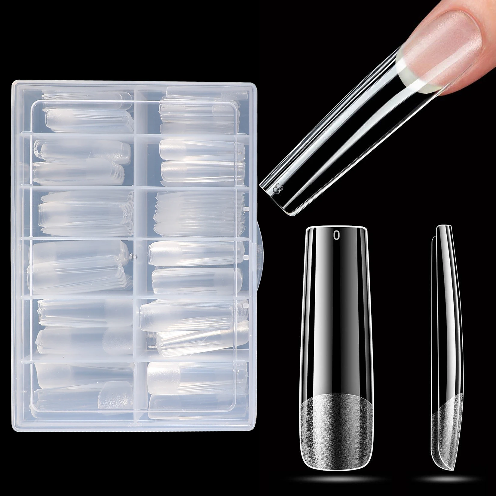 

MOROVAN--Удлиненные и изящные накладные ногти: прямоугольные наклейки для ногтей XXL, для домашнего использования, длинные искусственные ногти.