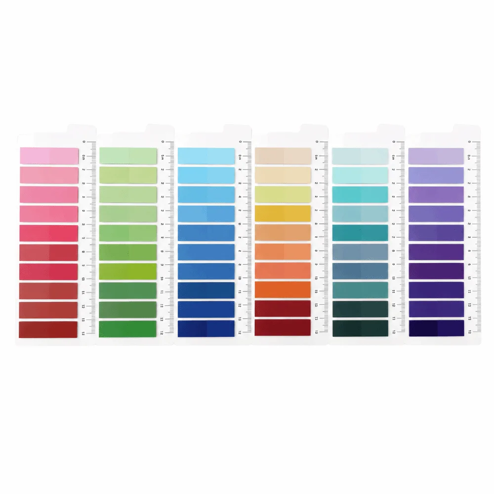 

6pcs Colorful Transparent Index Memo Pads Morandi Color Ruler PET Index Stickers Bookmark Sticky Note Pads School Stationery