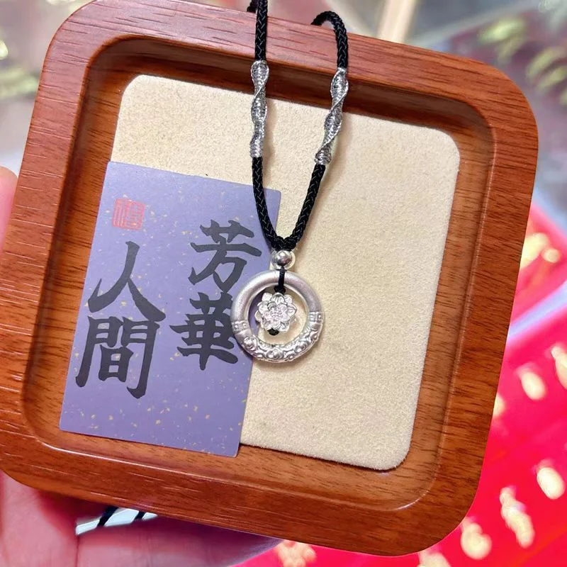 

Ожерелье с подвеской из чистого серебра 999 пробы - облако и счастливый лотос, тканая ручная работа, ювелирная цепочка для свитера для пар, оптовая продажа