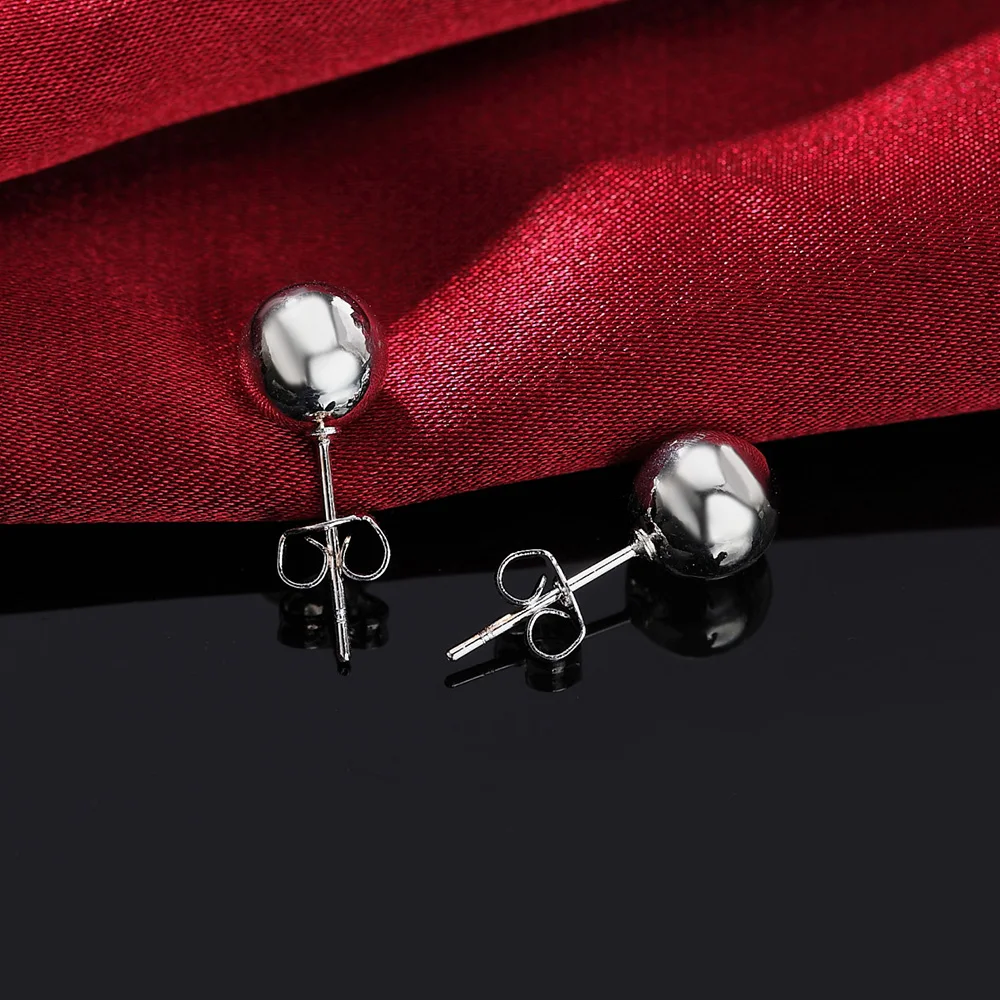 925 Sterling Silver classic 8mm 10MM beads studs Earrings for Women Fashion Christmas gifts Street all-match party Jewelry