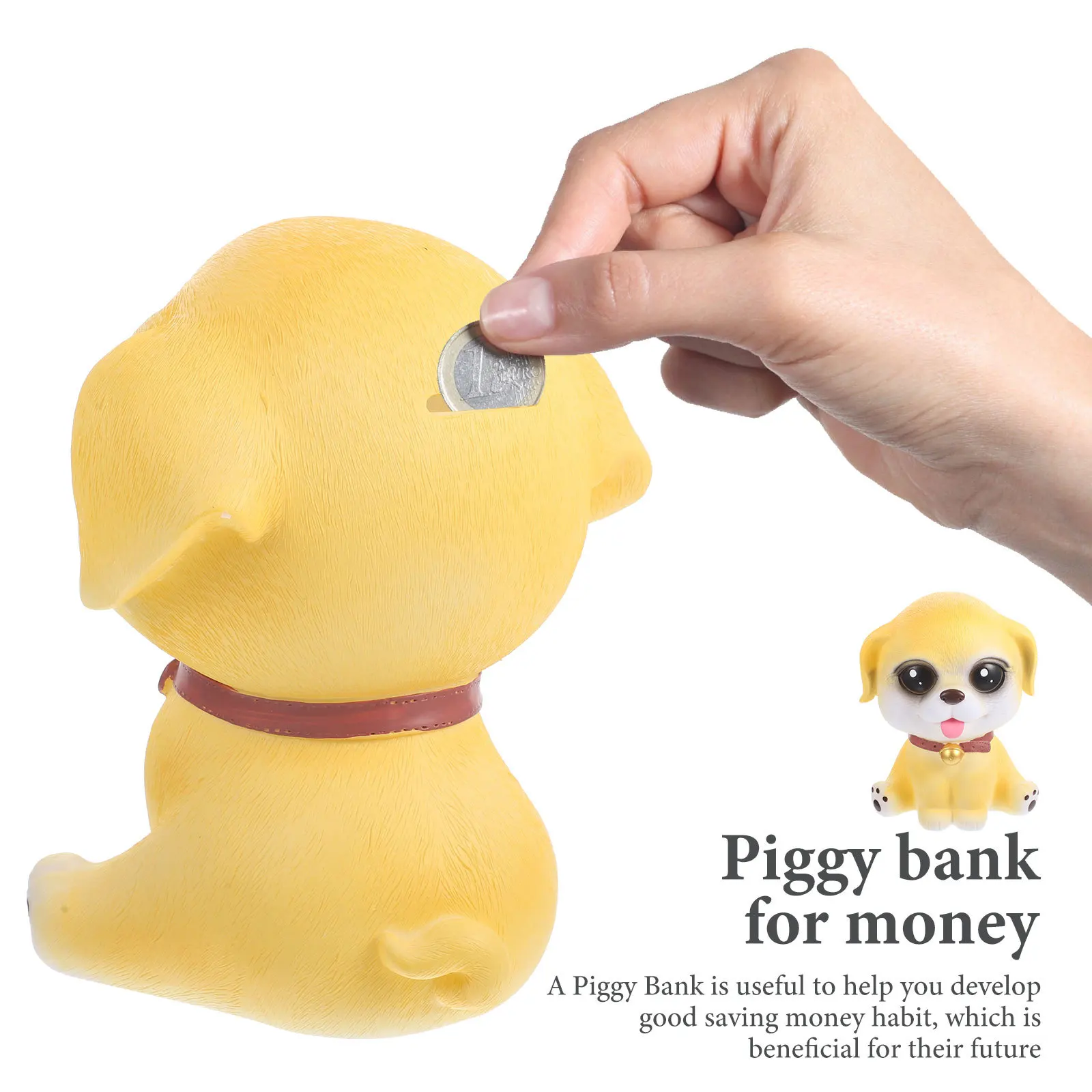 

Adorable Dog Piggy Bank for Kids Strong Unbreakable Coin Saving Pot with Hat Slot Desktop Decorative Money Holder Cartoon Doggy