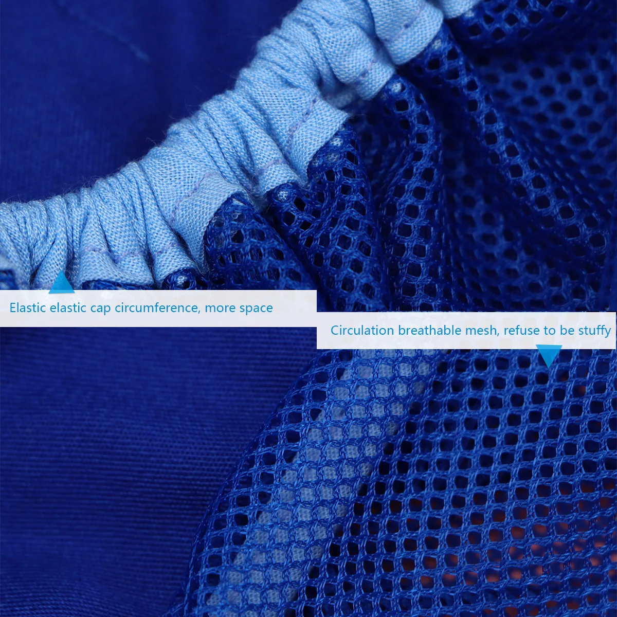 Chapéu de chef de malha respirável boné de trabalho protetor para homens mulheres azul confortável durável lavável absorvente de suor