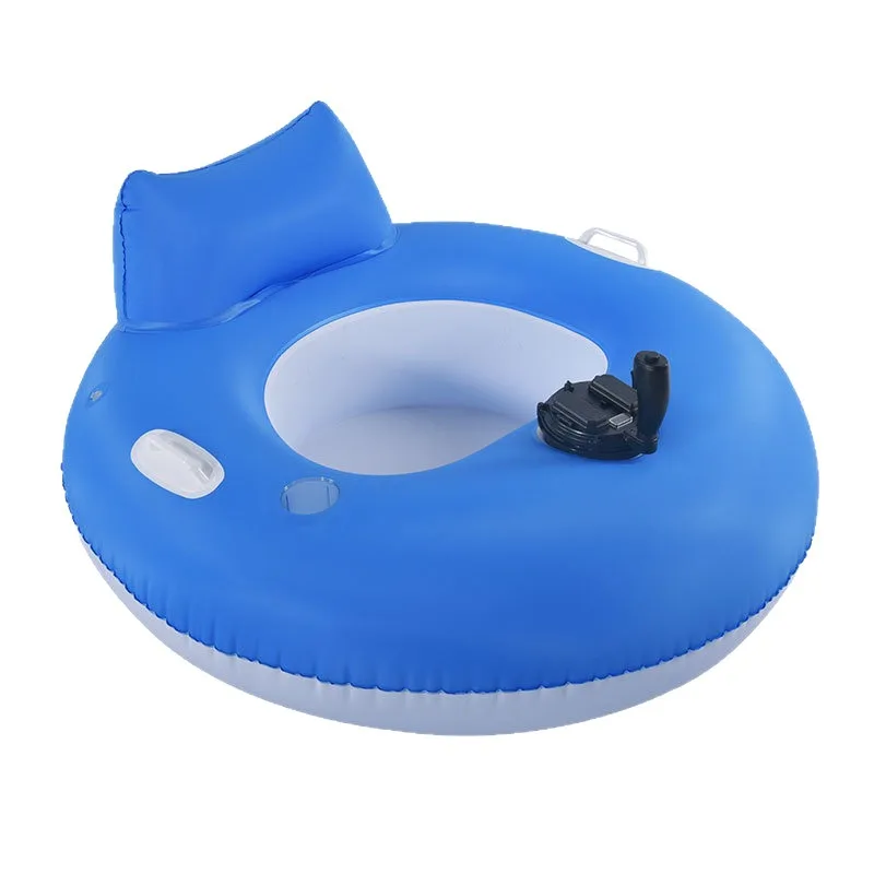 Motorized Inflatable Pool Float Adult Foldable Backrest Lounger Chair Built-in Propeller Outdoor Water Floating Recliner
