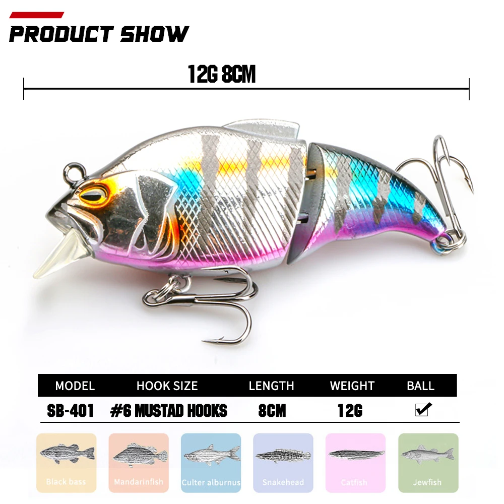 KMER 8cm/12g Fishing Slow Sinking Vibration Wobbler Swimbait Lures Crankbait VIB For Pike Bass Perch Hard Bait Accessories