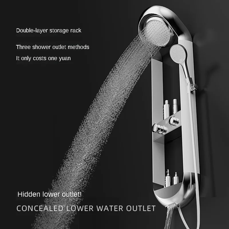 Black Shower Faucet Digital Display Constant Temperature Shower Set  White Internet Celebrity Storage Bathroom Shower System